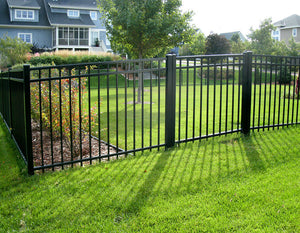 [100 Feet Of Fence] 6' Tall Black Ornamental Aluminum Flat Top Complete Fence Package