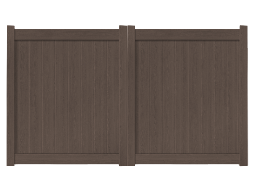 10’ x 6’ Chestnut Brown Double Drive Vinyl Gate