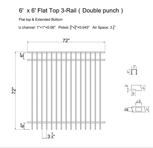 [350 Feet Of Fence] 6' Tall Black Ornamental Aluminum Flat Top Complete Fence Package