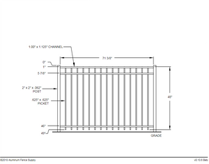 [250 Feet Of Fence] 5' Tall Black Ornamental Aluminum Flat Top Complete Fence Package