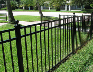 6' x 6' Aluminum Ornamental Flat Top Series A 3-Rail - Standard Picket