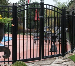 20' Aluminum Ornamental Double Swing Gate - Flat Top Series A - Over Arch