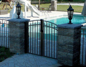 12' Aluminum Ornamental Double Swing Gate - Flat Top Series C - Over Arch