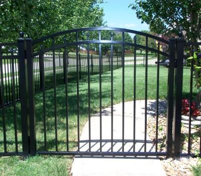 11' Aluminum Ornamental Single Swing Gate - Flat Top Series C - Over Arch