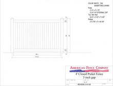 [50' Length] 4' Closed Picket K-17 Vinyl Complete Fence Package